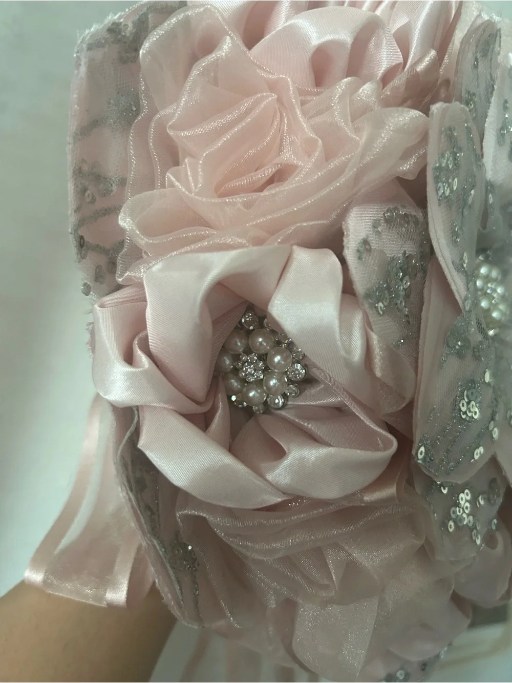 Elegant Blush Pink Sequined Floral Bouquet